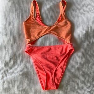neon high cut swimsuit w/ cutouts